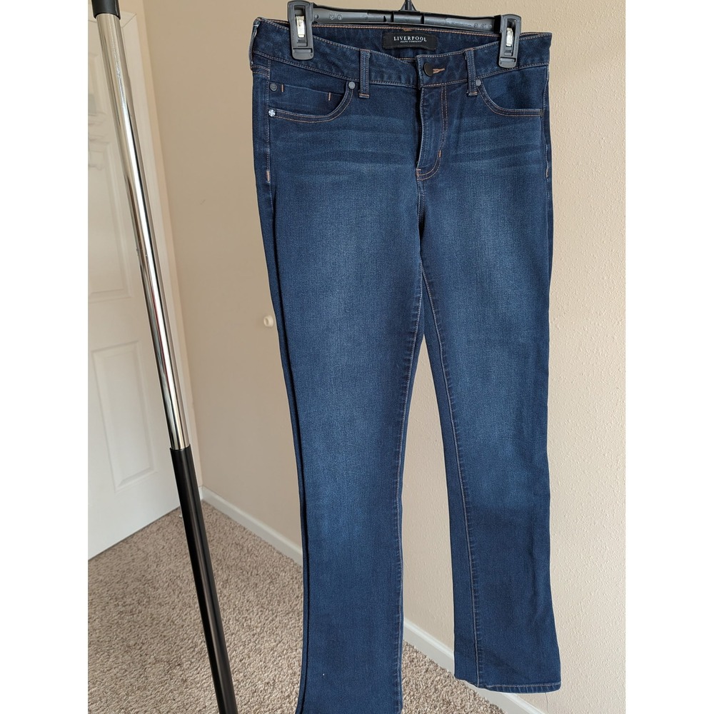 Liverpool Jeans Company Womens Straight Leg Jeans Cleveland Dark Blue Size 8
